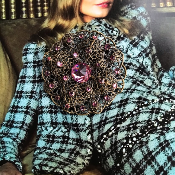 Art nouveau Filigree Filigree Round 1920 Brooch Pin - Picture 3 of 9